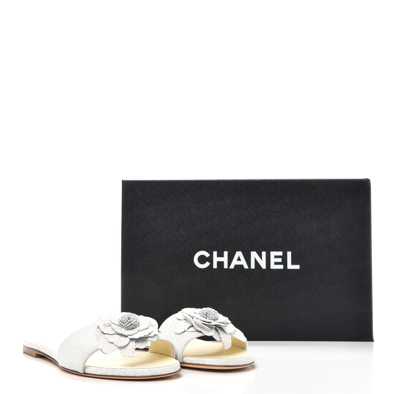 Chanel Crackled Lambskin Camellia Sandal Mule 38 White 11 of 11