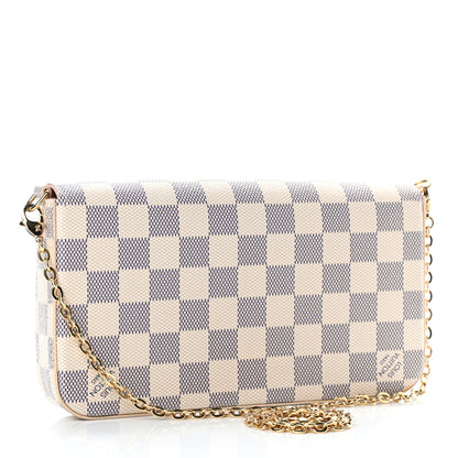 Louis Vuitton Damier Azur Pochette Felicie Chain Wallet Rose Ballerine 3 of 5