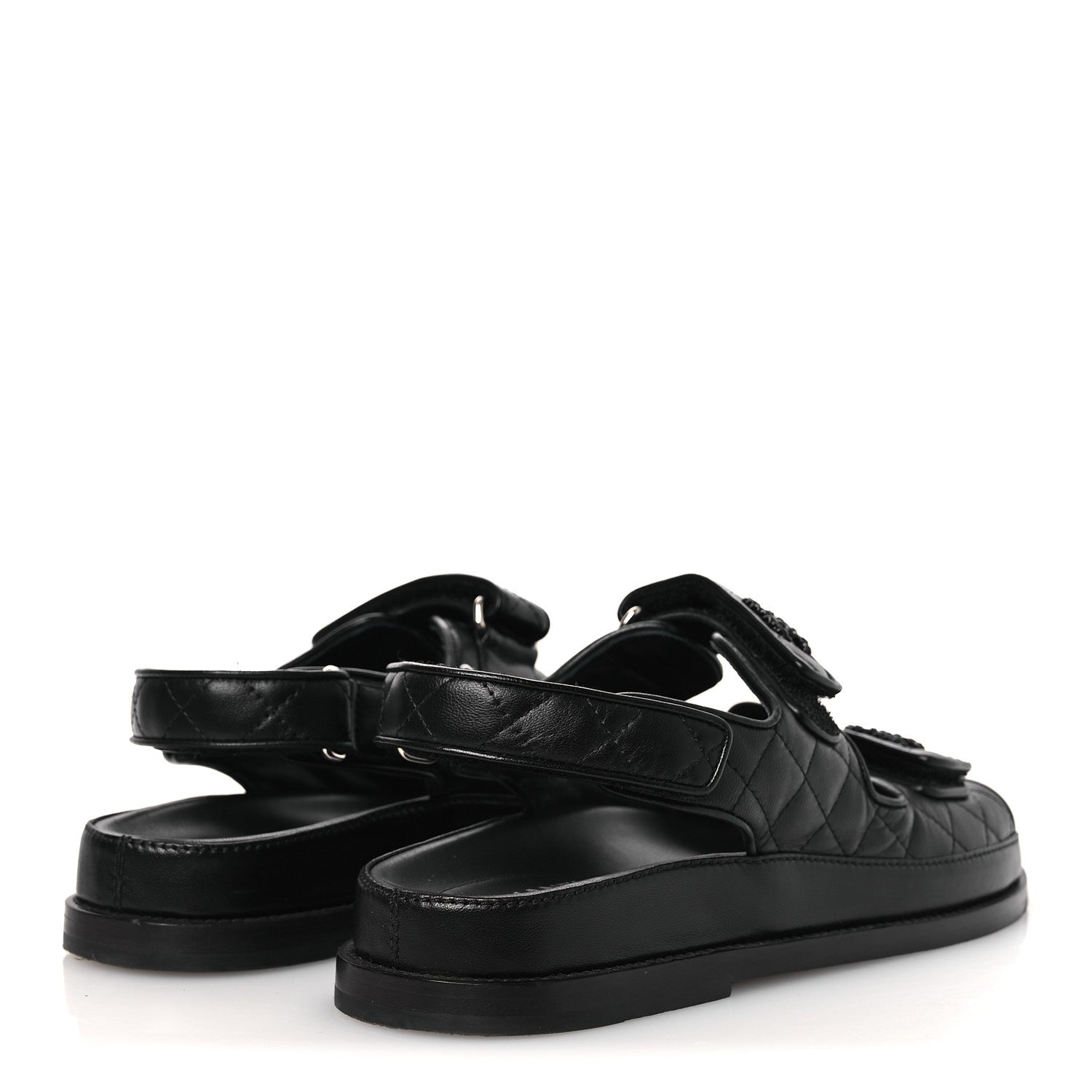 Chanel Lambskin Velcro Dad Sandals 39 Black 5 of 10