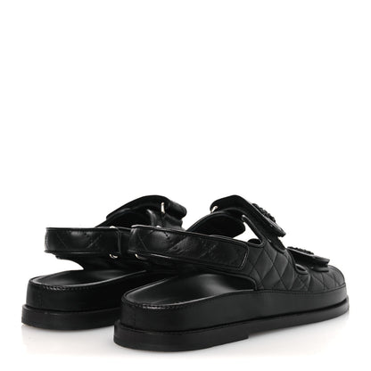 Chanel Lambskin Velcro Dad Sandals 39 Black 5 of 10