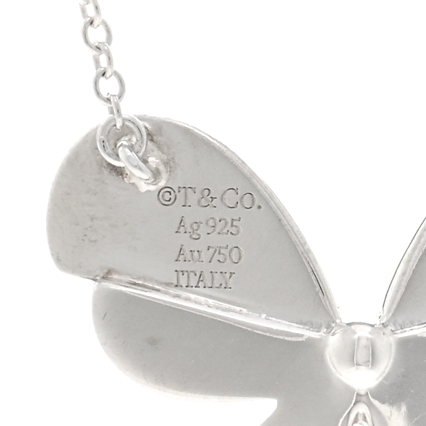 Sterling Silver 18K Rose Gold Return to Tiffany Love Bugs Butterfly Pendant Necklace