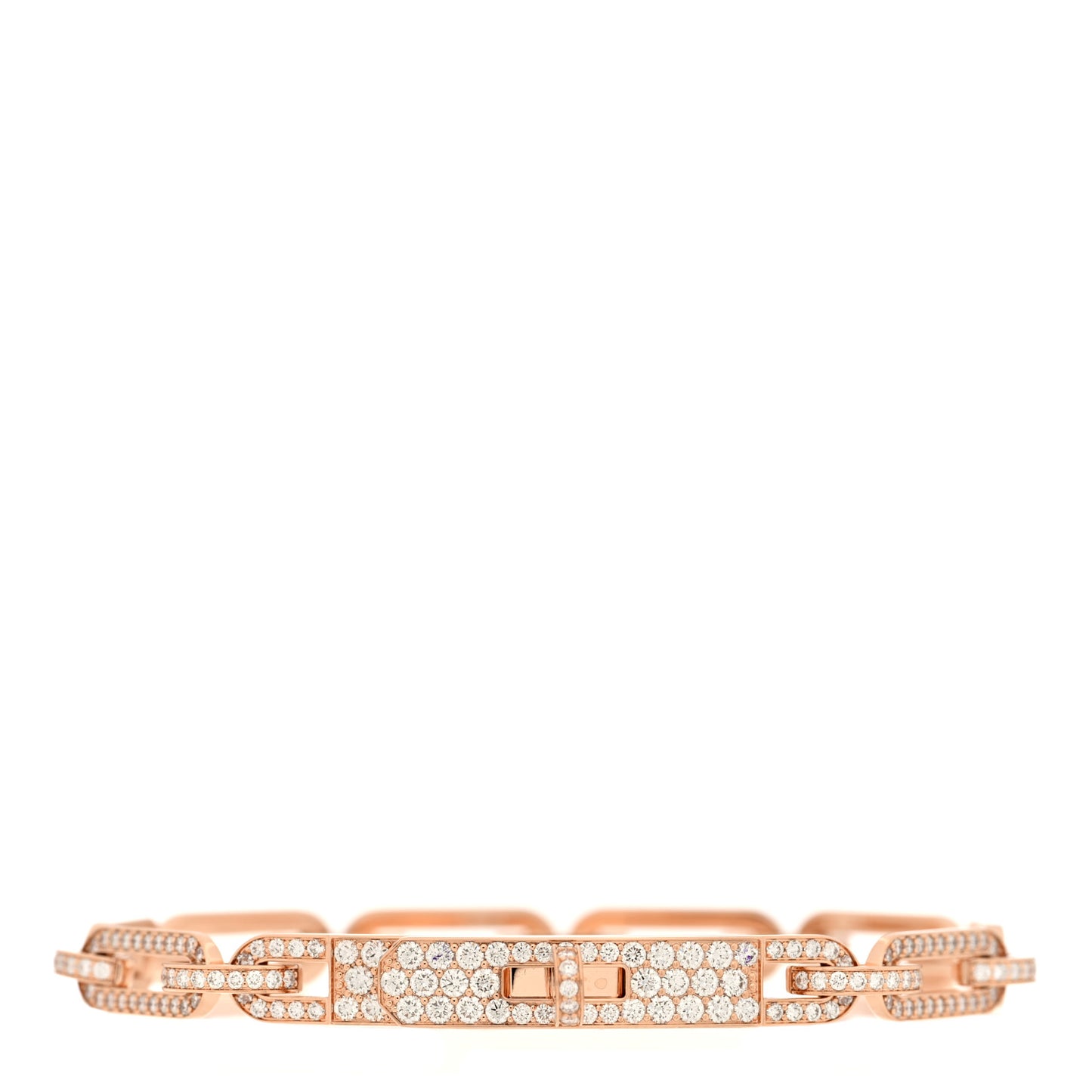 18K Rose Gold Diamond Full Pave PM Kelly Chaine Bracelet SH