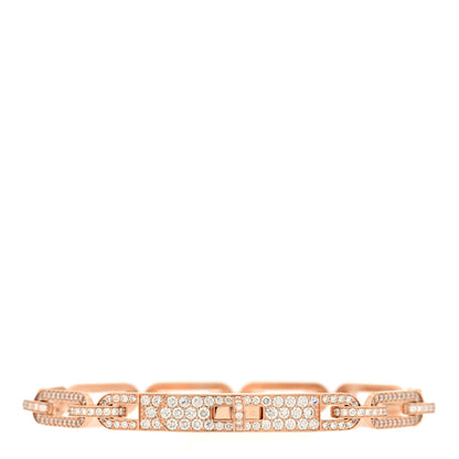 Hermes 18K Rose Gold Diamond Full Pave PM Kelly Chaine Bracelet SH 1 of 4