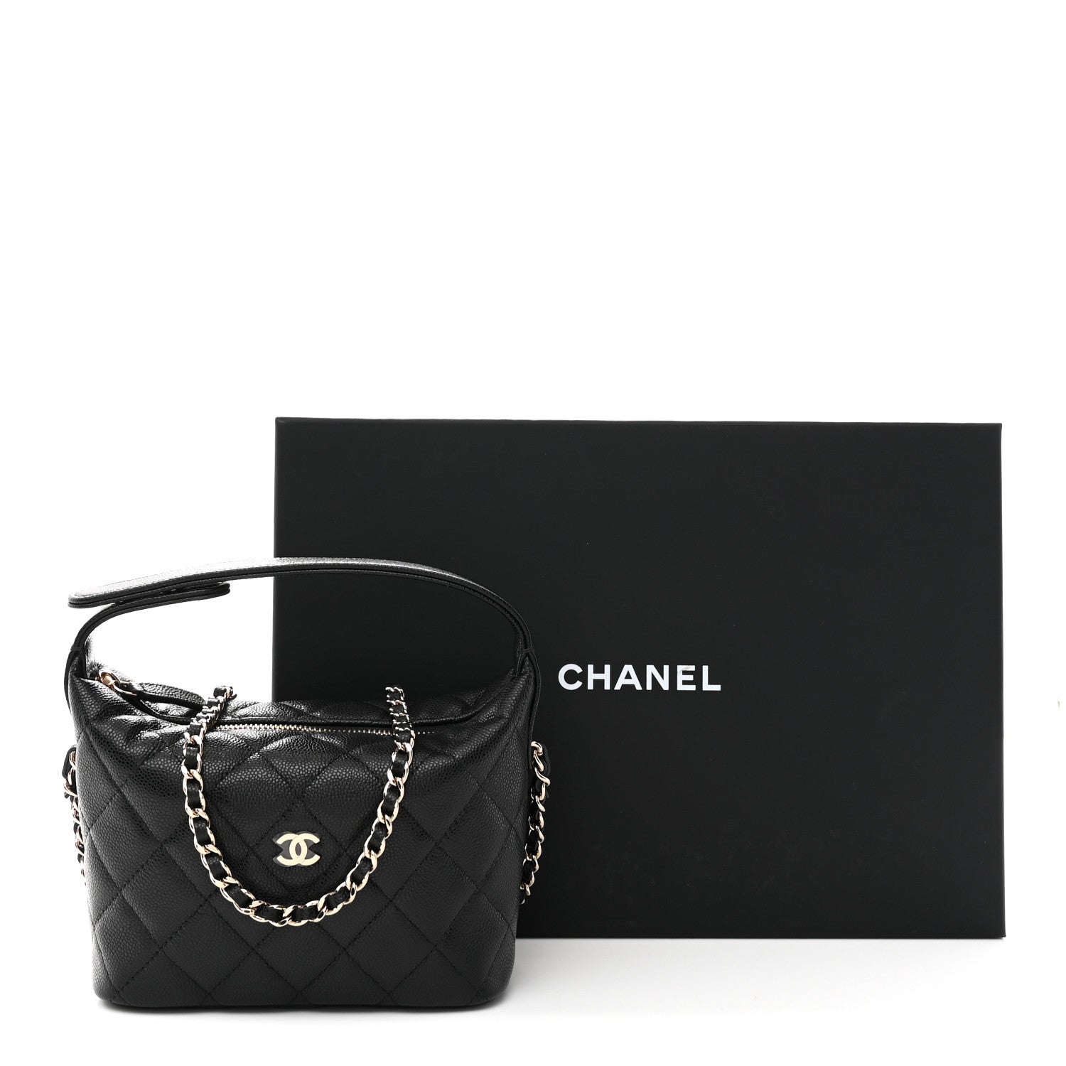 Chanel Caviar Quilted Hobo Clutch With Chain Black 12 of 12
