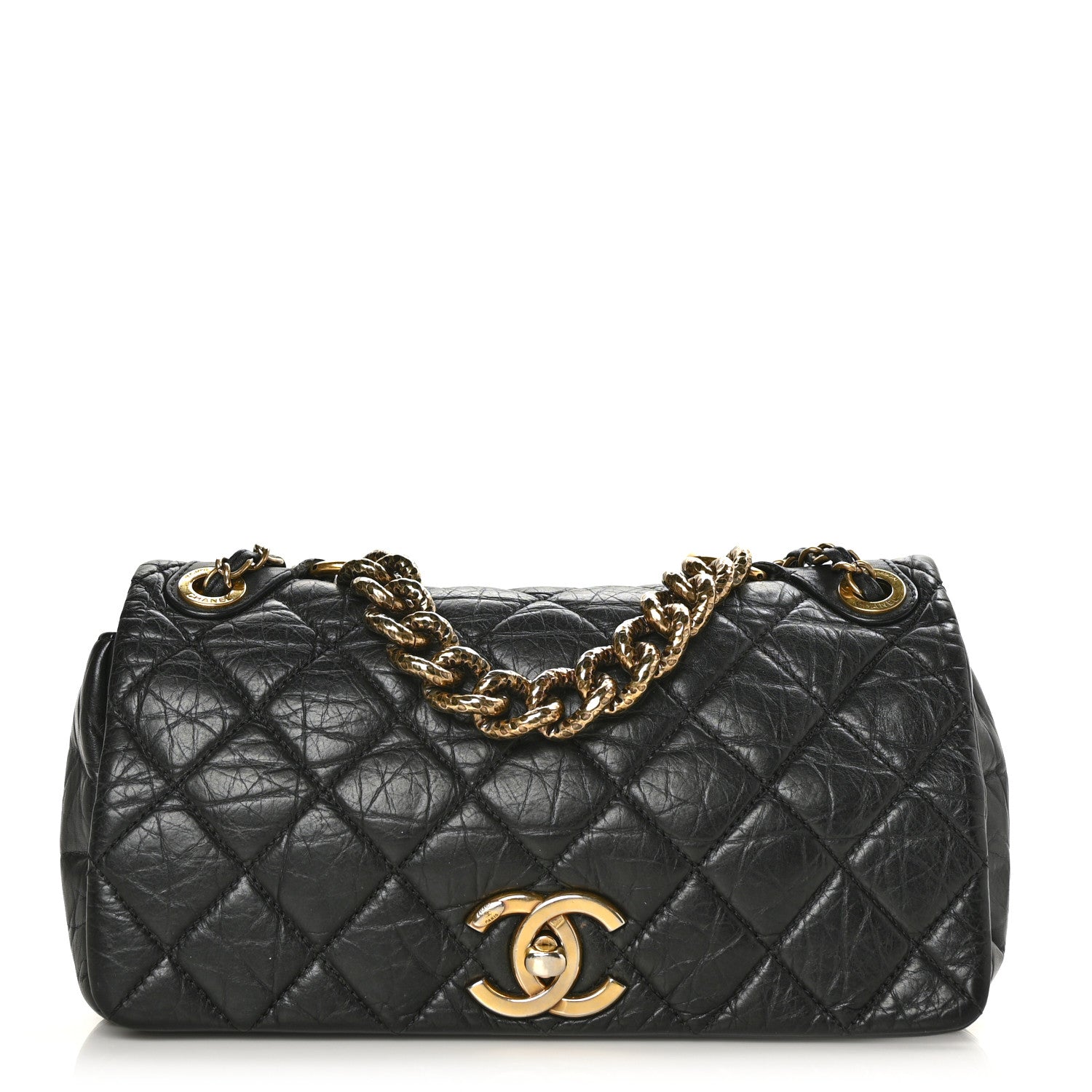 Chanel Aged Calfskin Quilted Medium Pondichery Flap Black 1 of 9