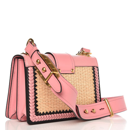 Prada City Calf Raffia Saffiano Cahier Bag Naturale Petalo 3 of 6