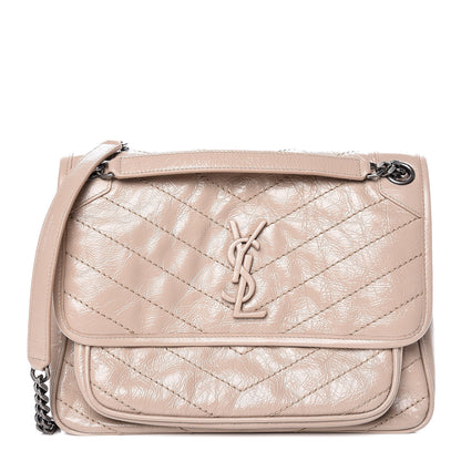 Saint Laurent Crinkled Calfskin Matelasse Monogram Medium Niki Chain Satchel Light Natural 1 of 11