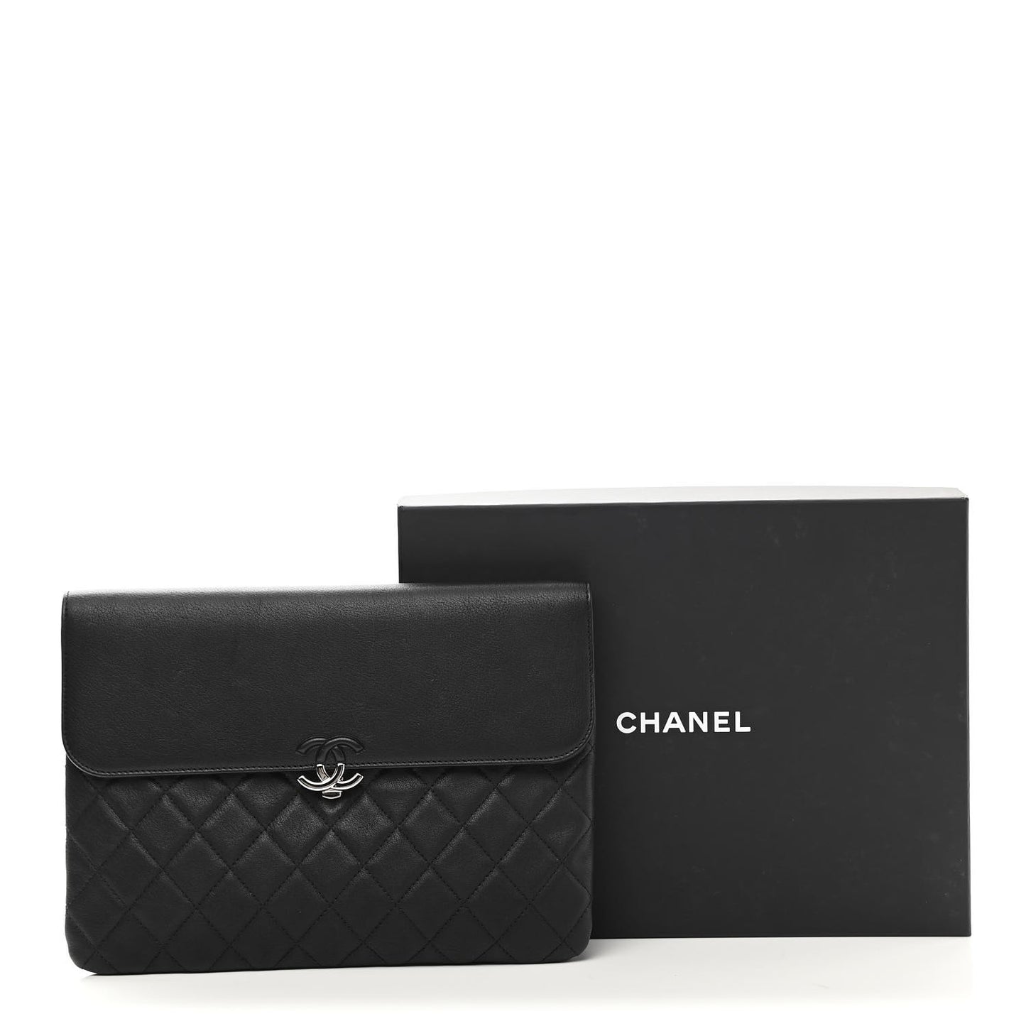 Goatskin Quilted CC Box Pouch Black
