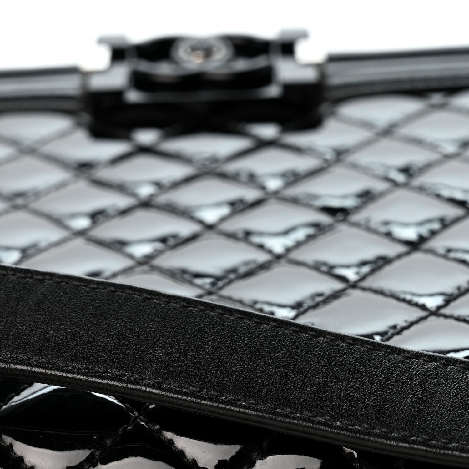 Chanel Patent Calfskin Quilted New Medium Plexiglass Boy Flap Black 12 of 13