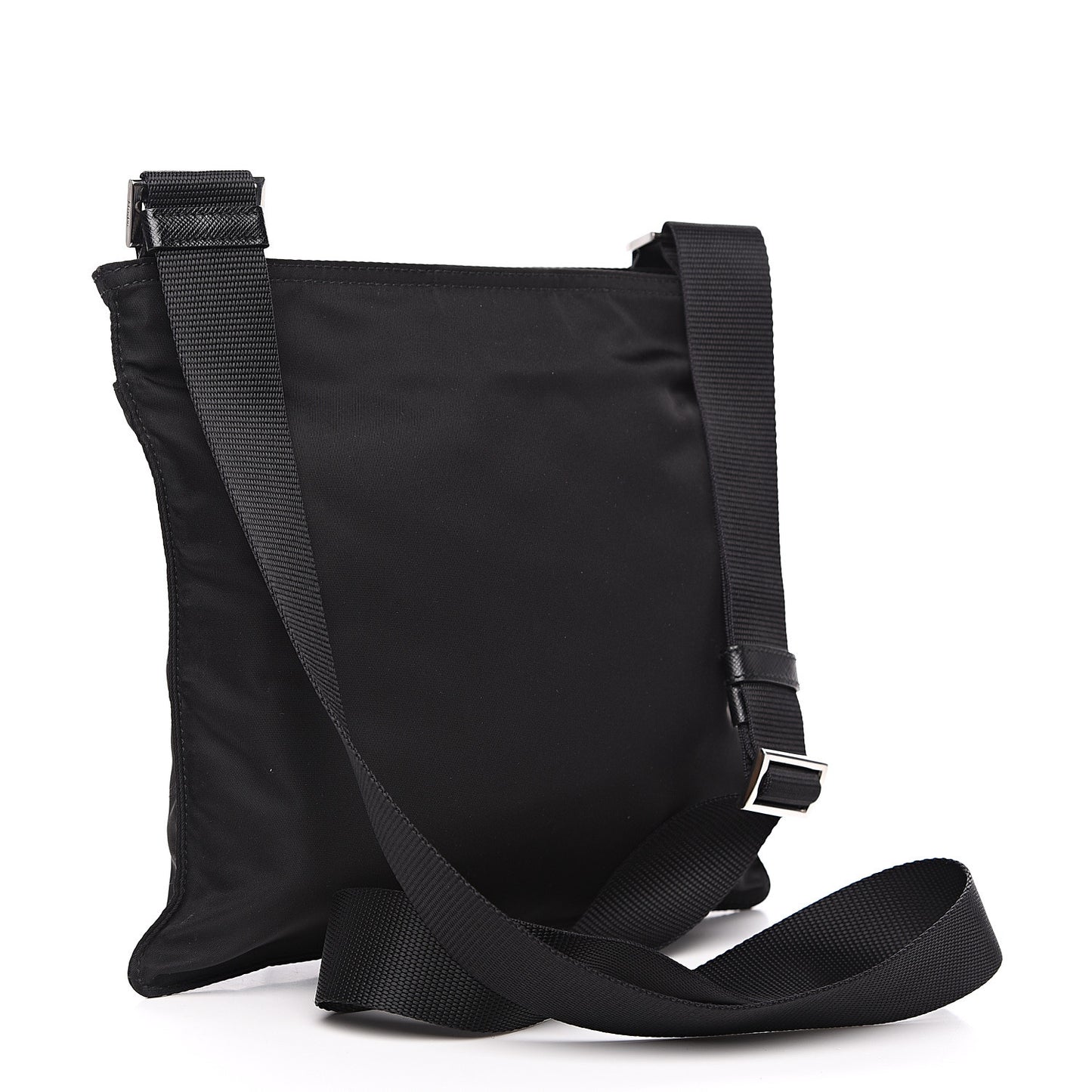 Nylon Flat Messenger Bag Black