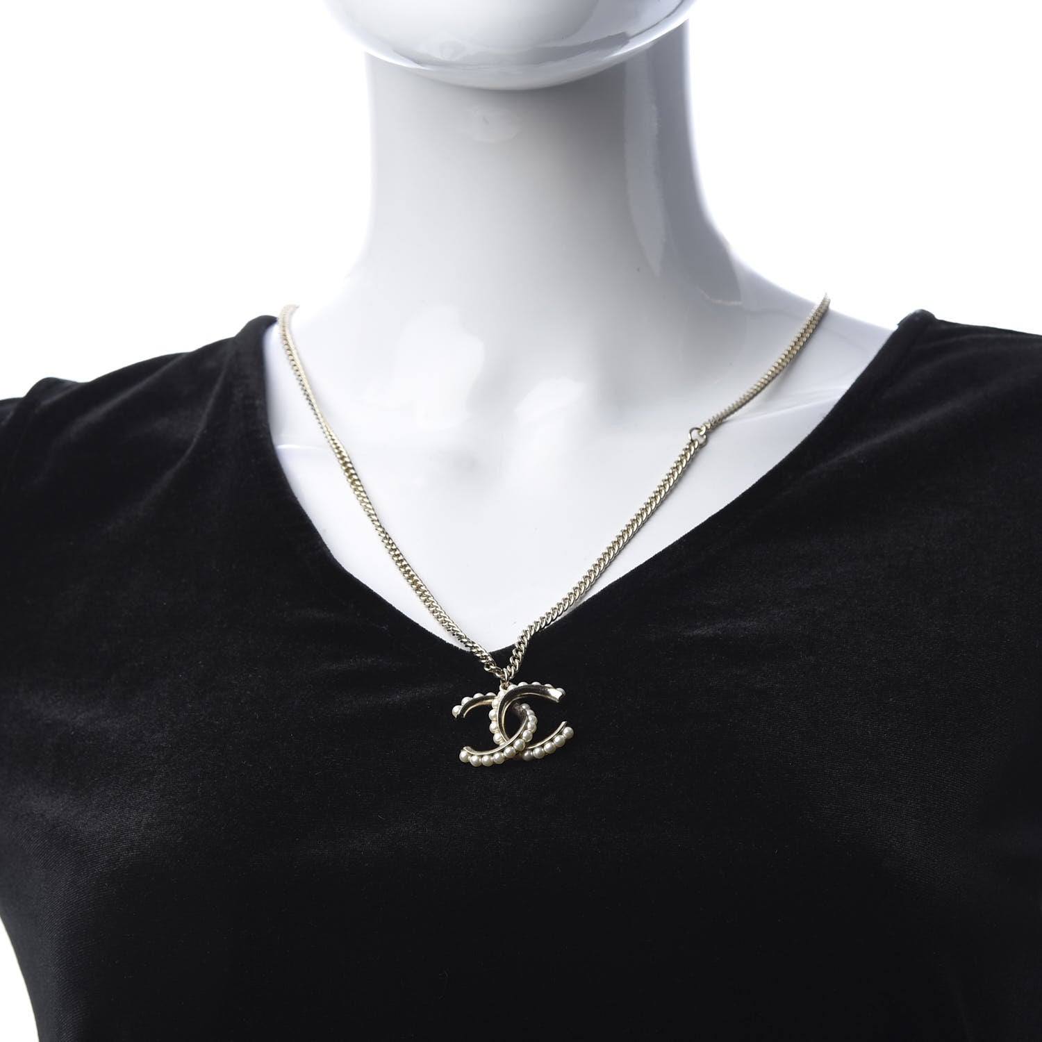 Chanel Pearl Twisted CC Pendant Necklace Gold 2 of 5