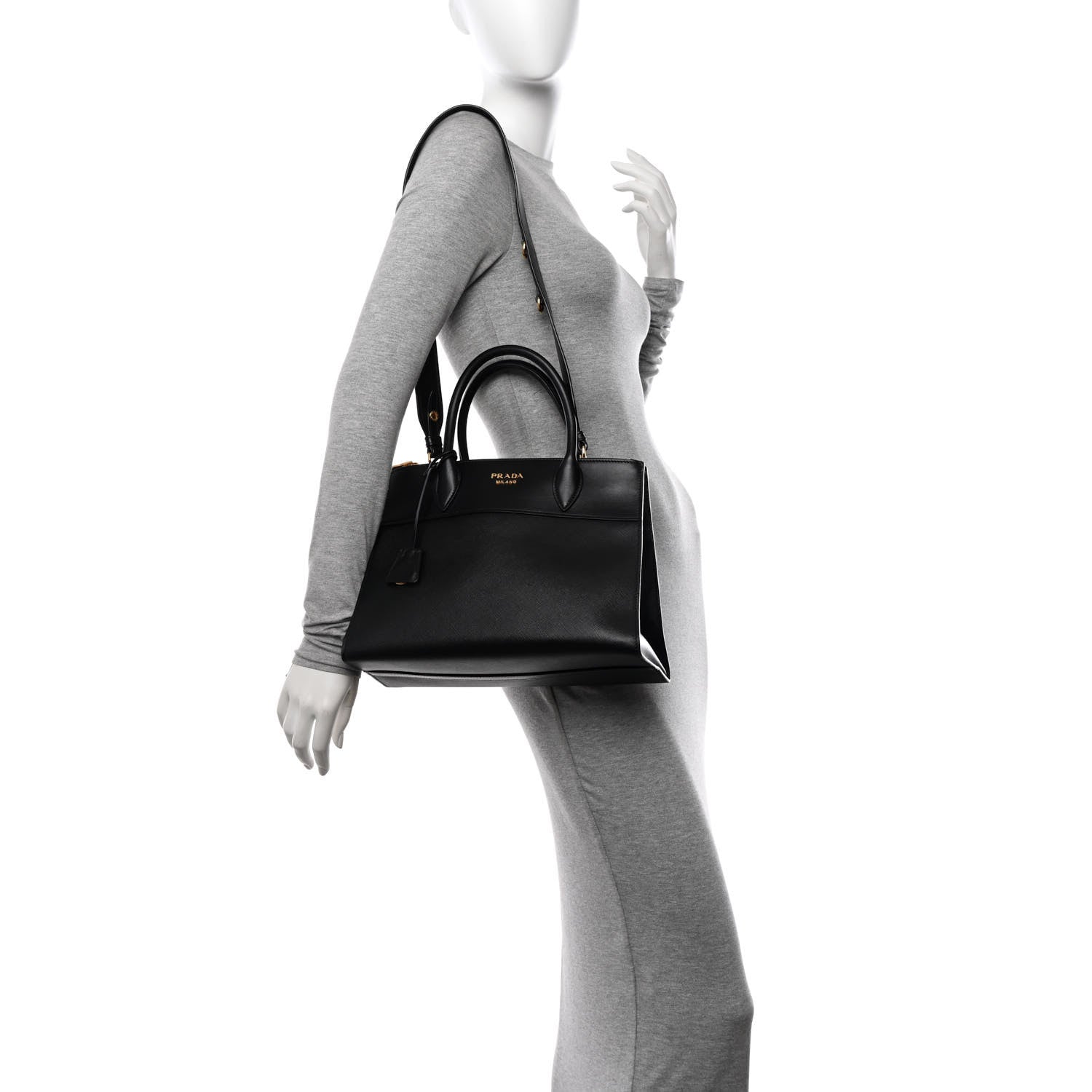 Prada Saffiano City Calfskin Small Paradigme Bag Black 2 of 10