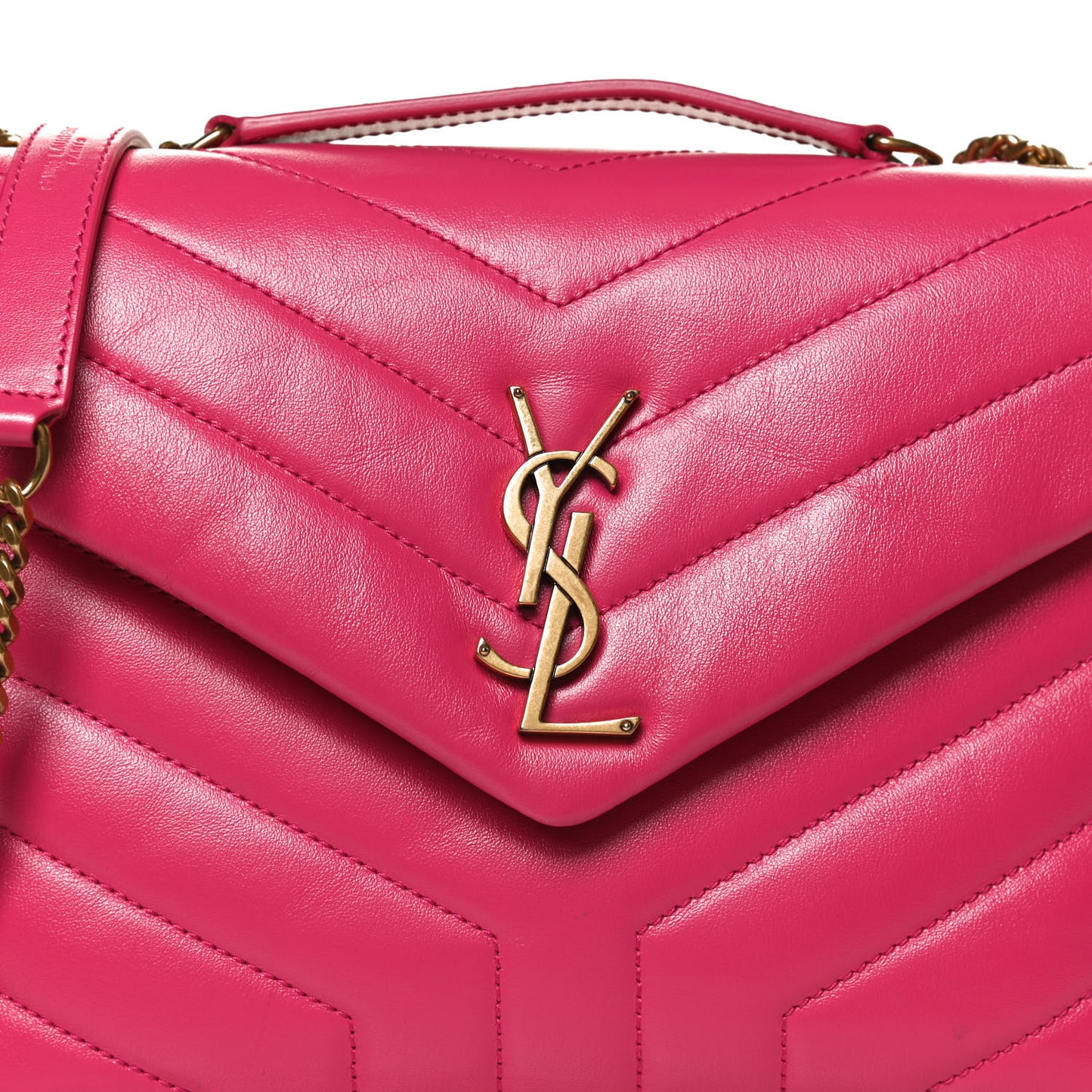 Calfskin Y Quilted Monogram Small Loulou Chain Satchel Fresh Fuchsia