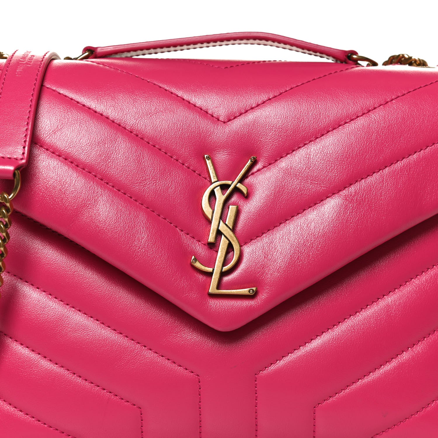 Saint Laurent Calfskin Y Quilted Monogram Small Loulou Chain Satchel Fresh Fuchsia 9 of 11