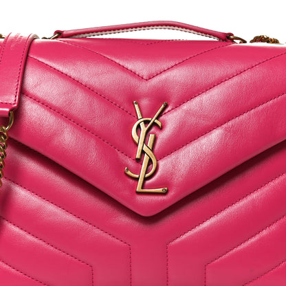 Saint Laurent Calfskin Y Quilted Monogram Small Loulou Chain Satchel Fresh Fuchsia 9 of 11