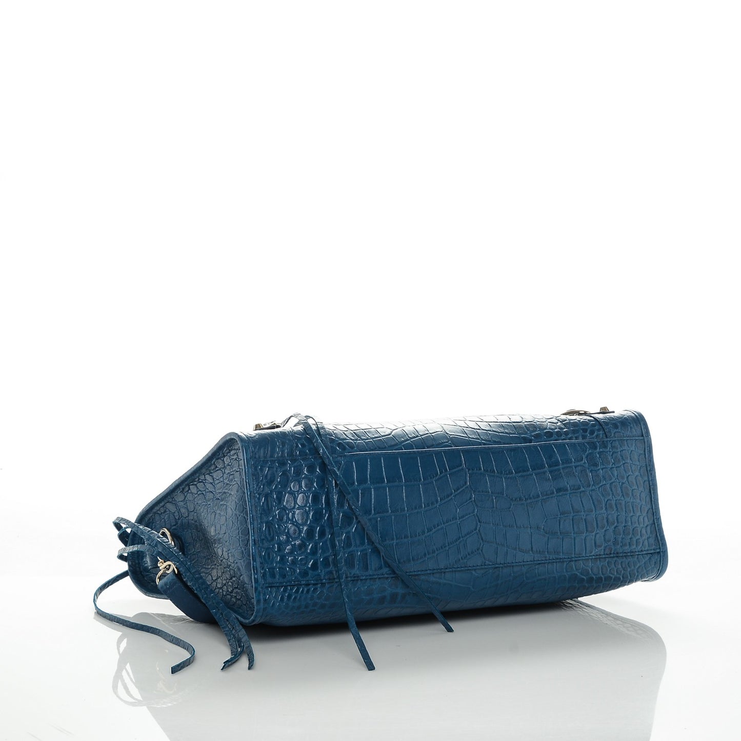 Calfskin Crocodile Embossed Classic Gold Hardware City Bleu Marine