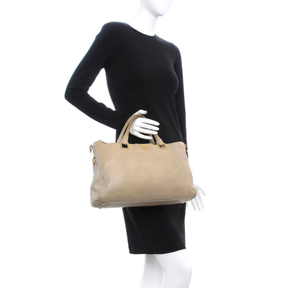 Prada Glace Calfskin Extra Wide Tote Stone 3 of 20
