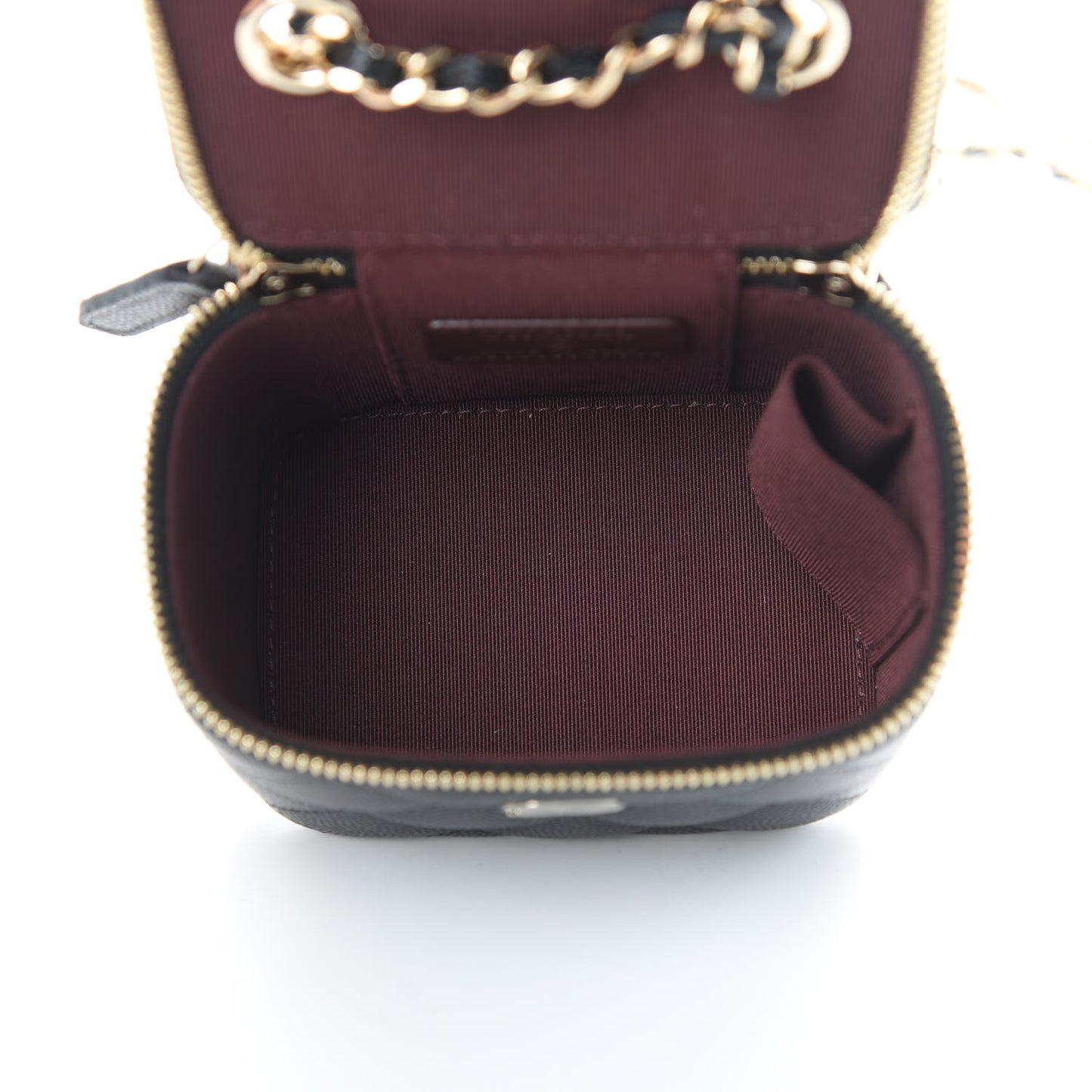 Caviar Quilted Mini Vanity Case With Chain Black
