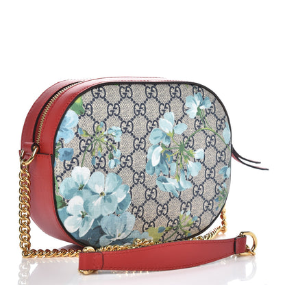 Gucci GG Supreme Monogram Blooms Mini Chain Shoulder Bag Beige Blue Navy Hibiscus Red 3 of 7