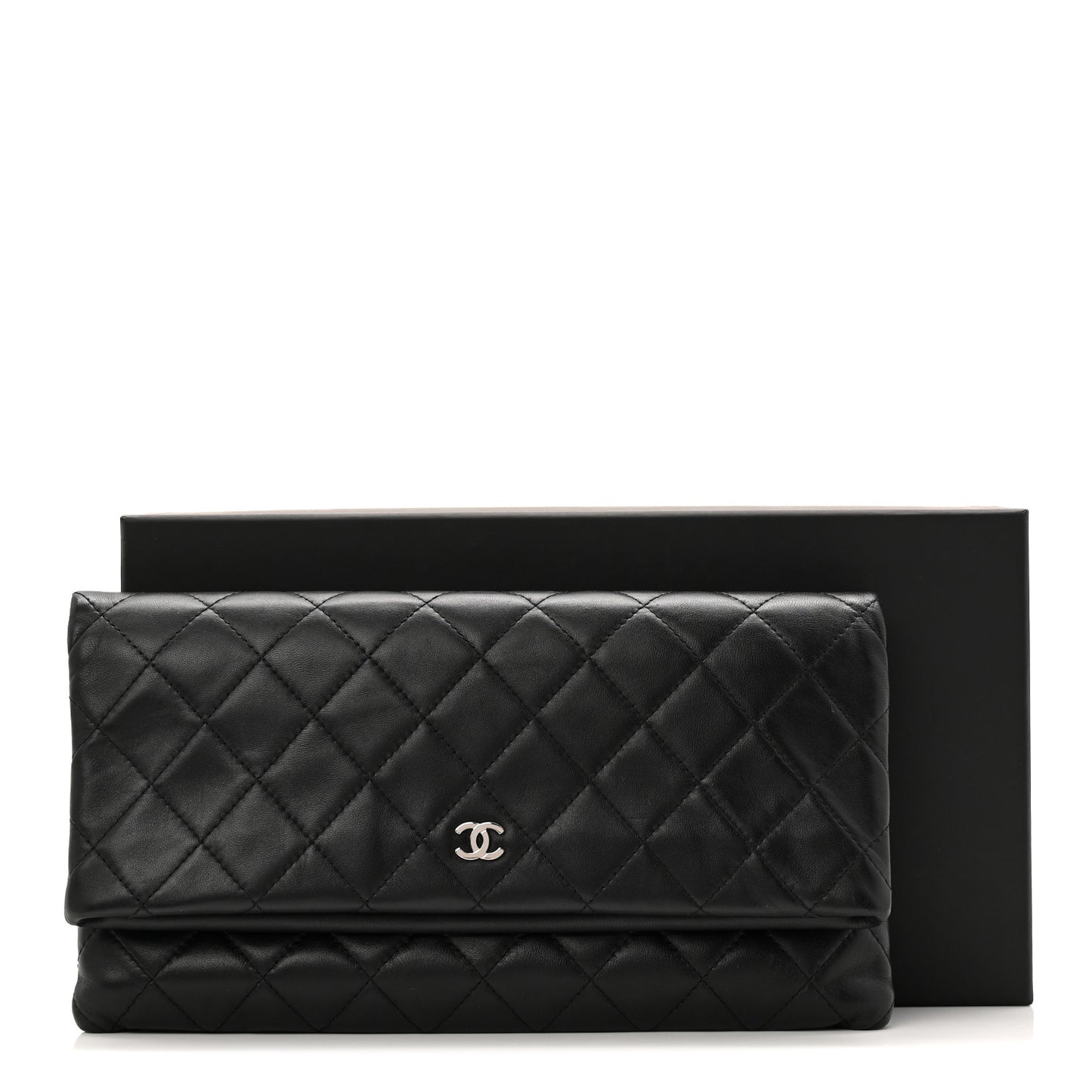Lambskin Quilted CC Beauty Clutch Black