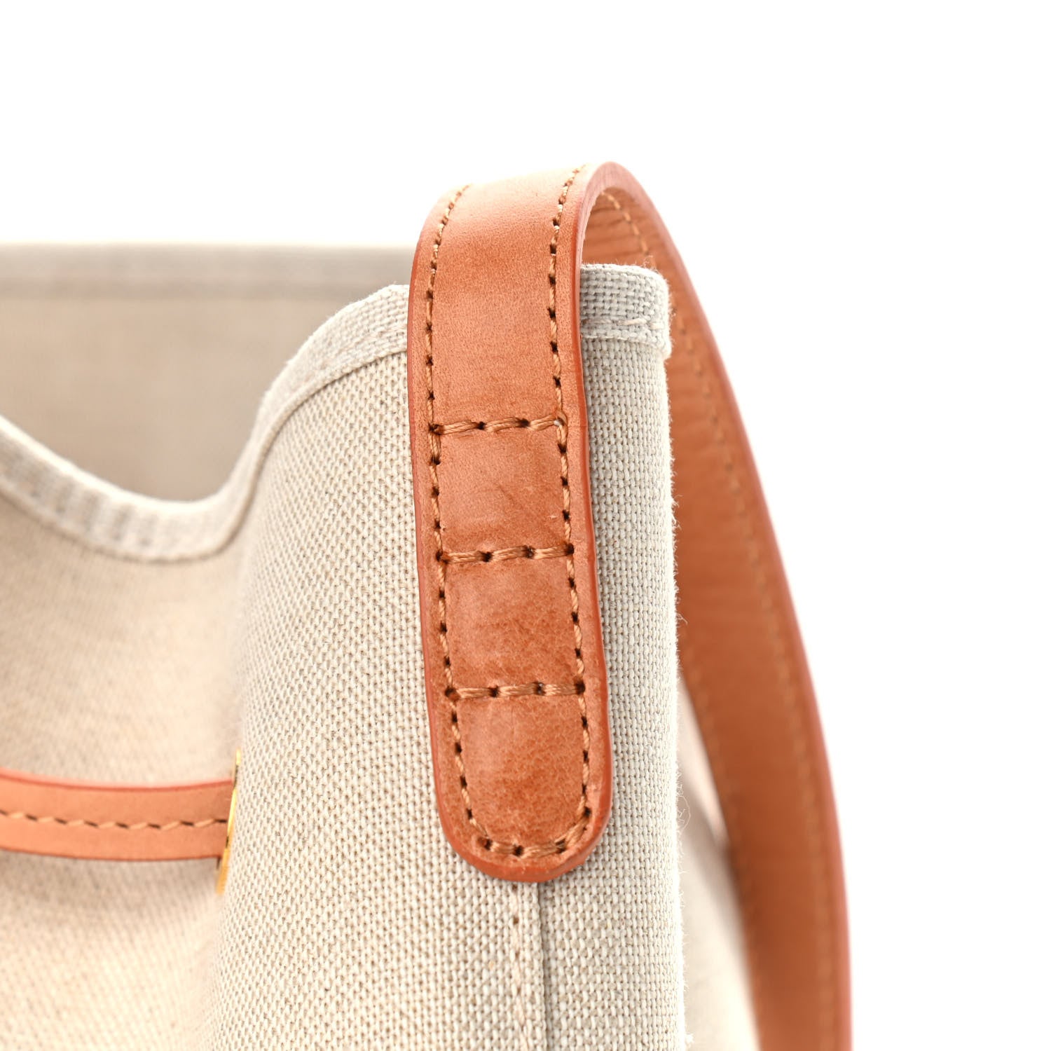 Mansur Gavriel Canvas Calfskin Bucket Bag Creme Cammello 10 of 12
