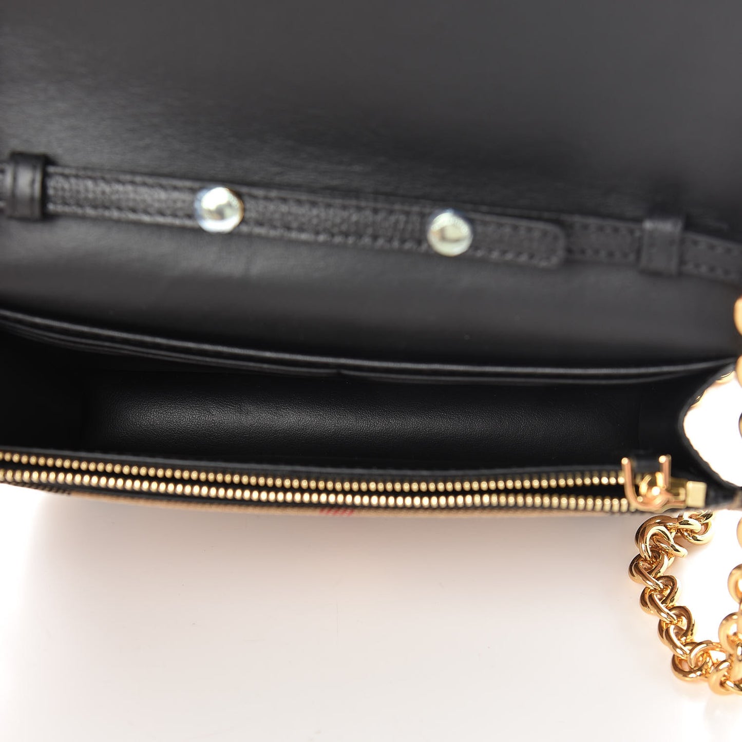 Derby Calfskin House Check Wallet On Chain Black