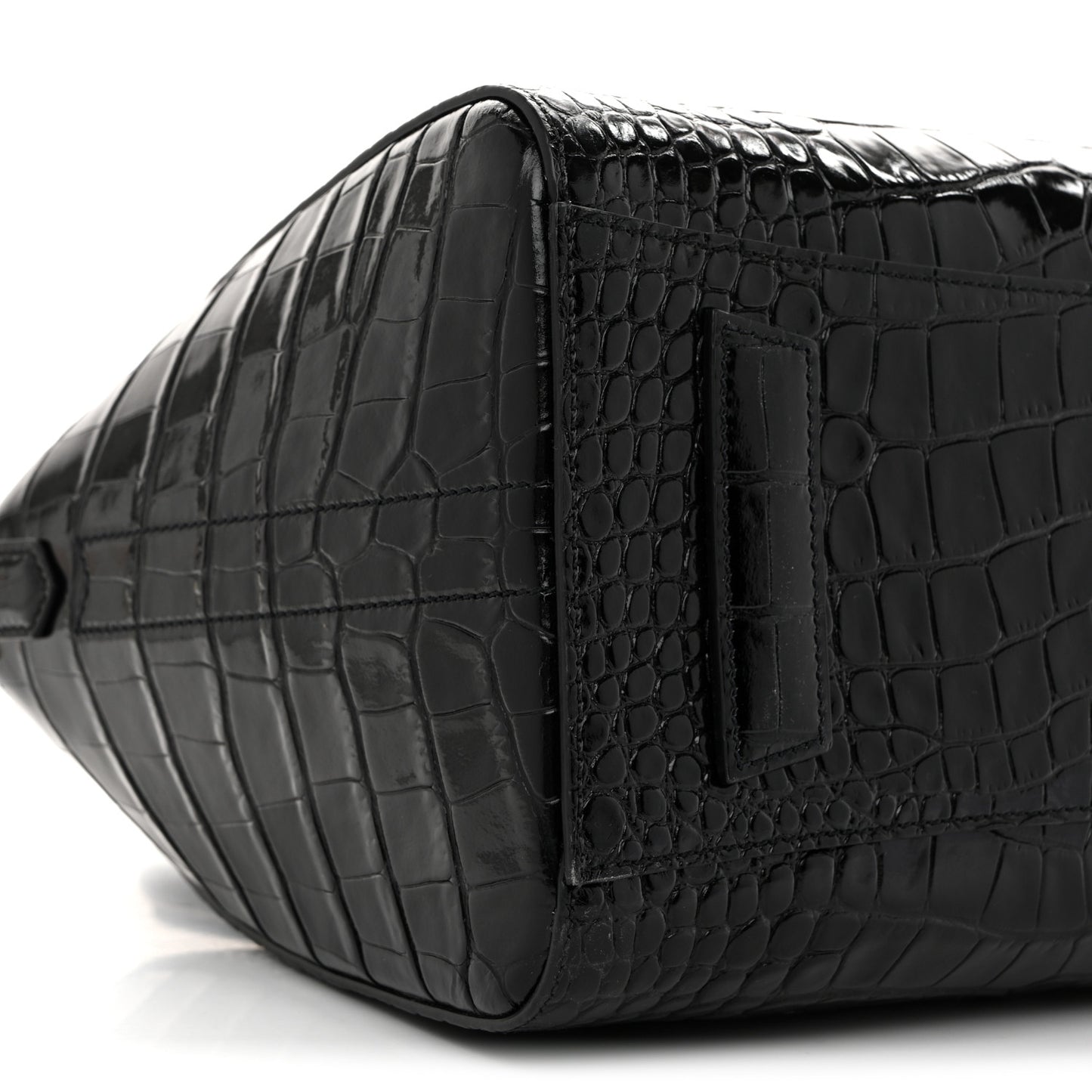 Calfskin Crocodile Embossed Small Antigona Black