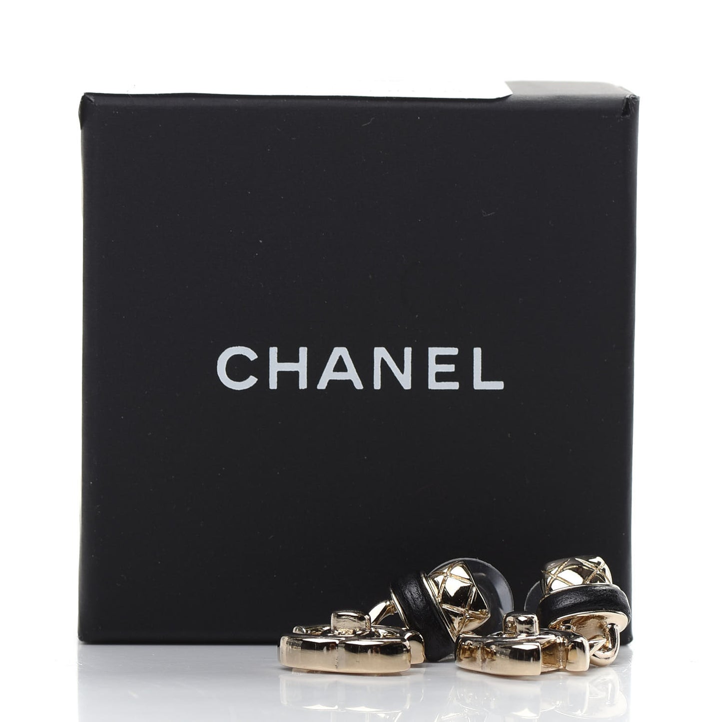 Lambskin CC Turnlock Drop Earrings Gold Black