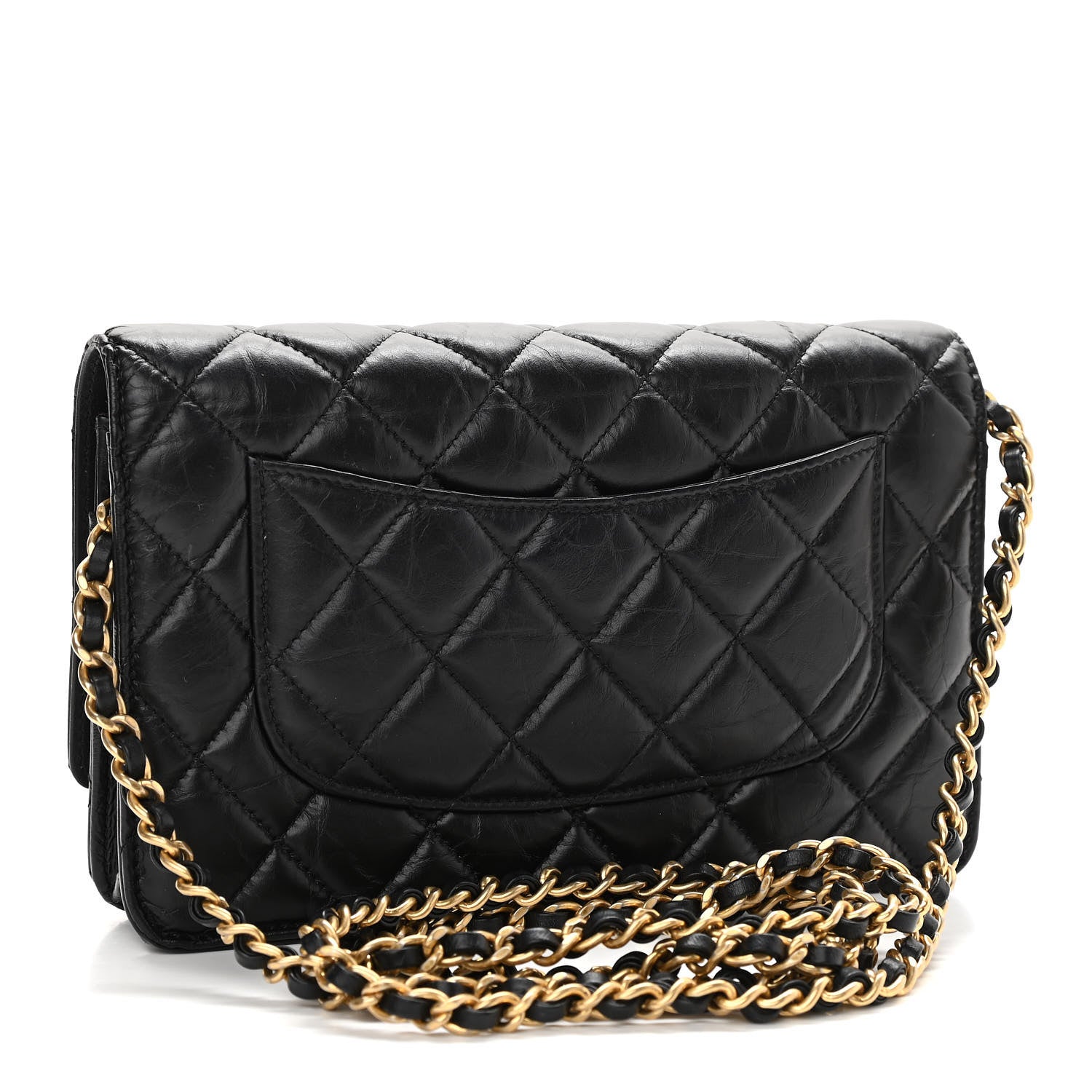 Chanel Aged Calfskin Quilted Lucky Charms 2.55 Reissue Wallet On Chain WOC Black 3 of 16