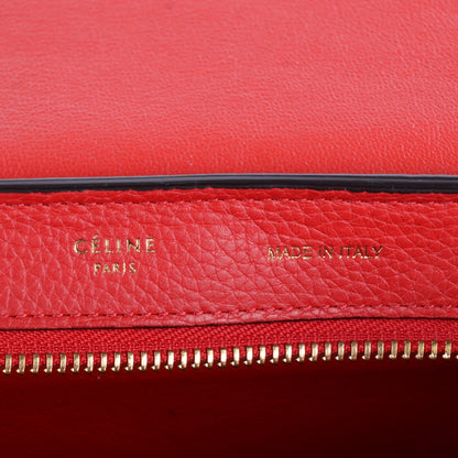 Celine Drummed Calfskin Suede Small Trapeze Coquelicot 7 of 9