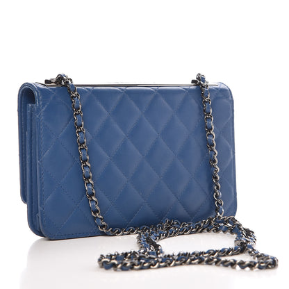 Chanel Lambskin Quilted Trendy CC Wallet On Chain WOC Blue 3 of 13