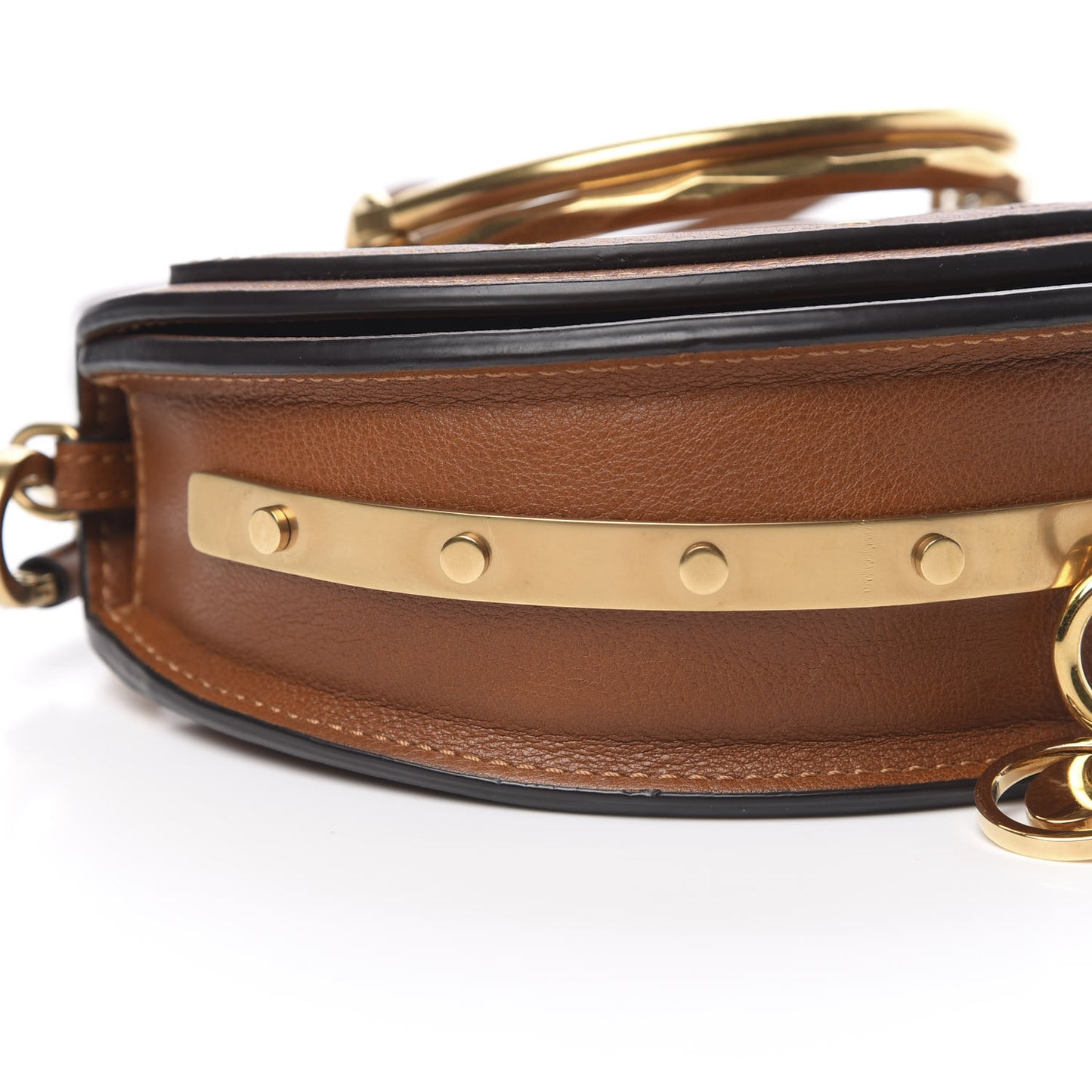 Calfskin Small Nile Bracelet Minaudiere Bag Caramel