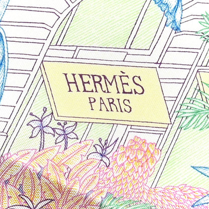 Hermes Silk Twill Faubourg Tropical Square 45 Rose Bleu Vert 2 of 4