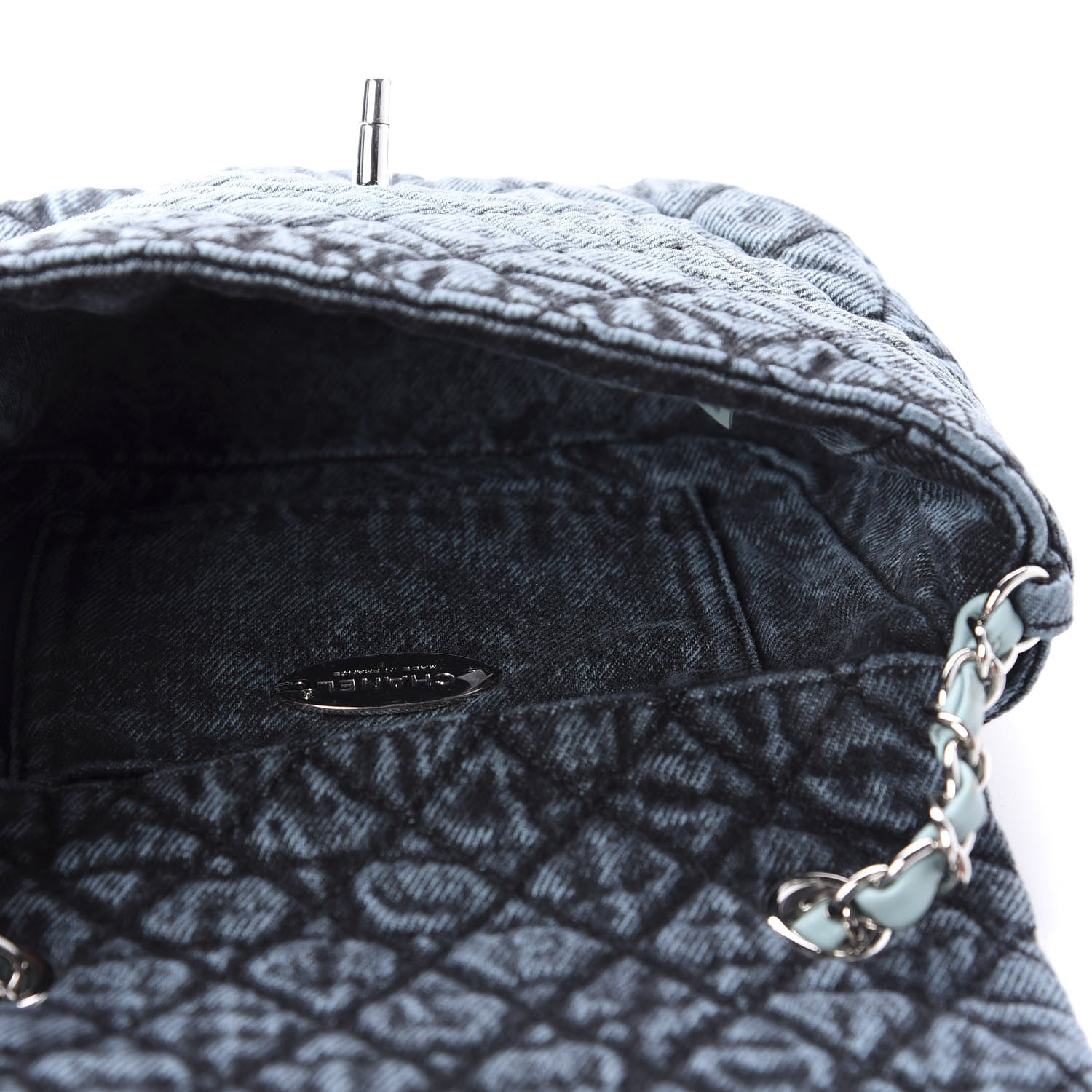 Chanel Washed Denim Quilted Small Denimpression Flap Blue Black 5 of 11