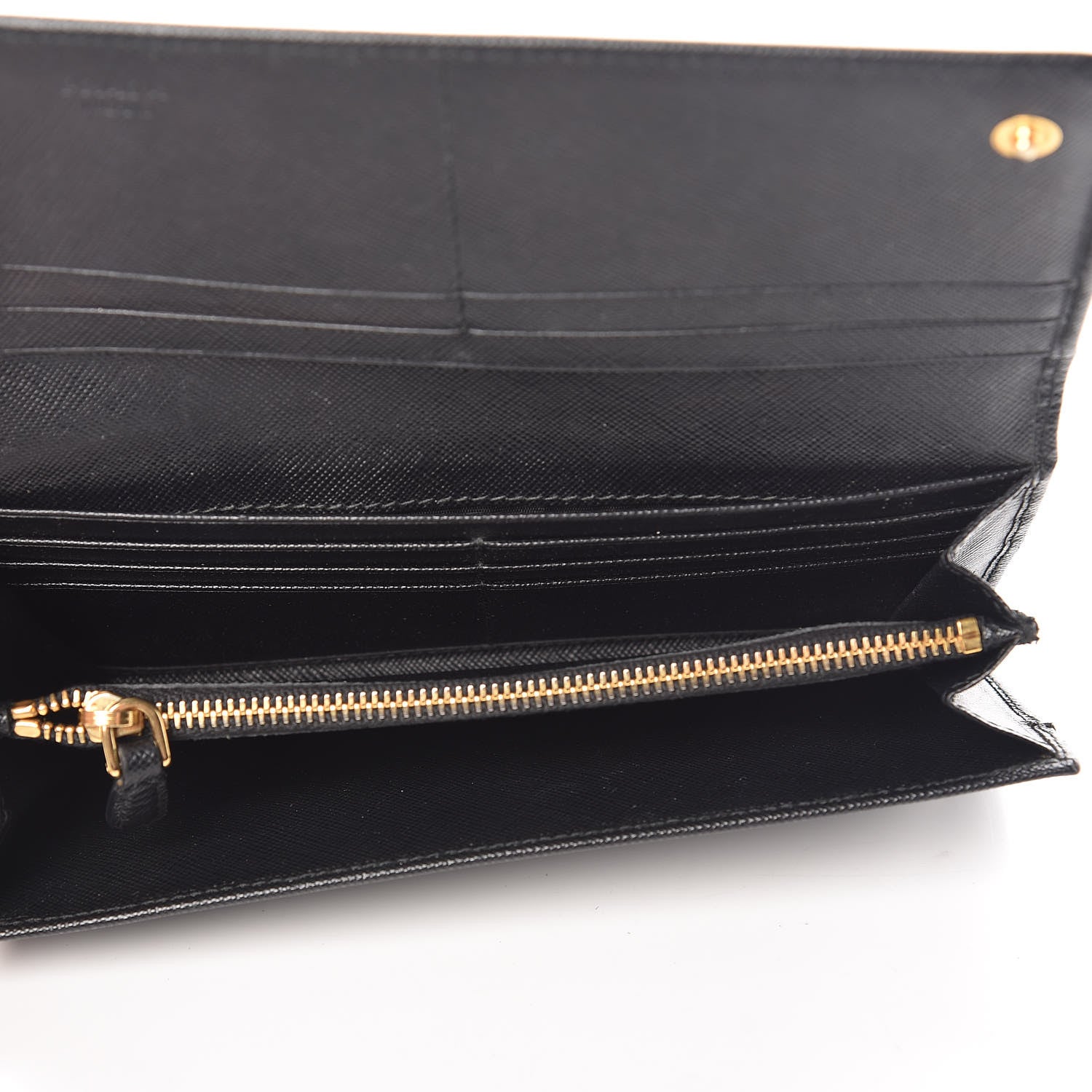 Prada Saffiano Metal Continental Flap Wallet Black 5 of 8