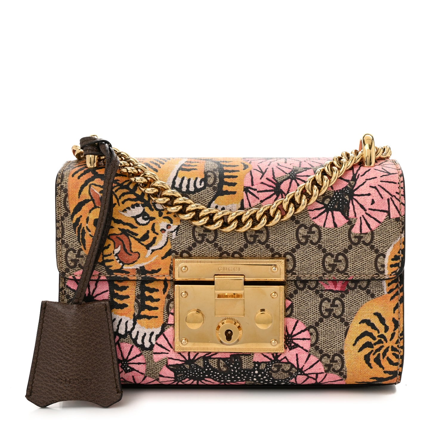 GG Supreme Monogram Bengal Small Padlock Shoulder Bag Beige Pink
