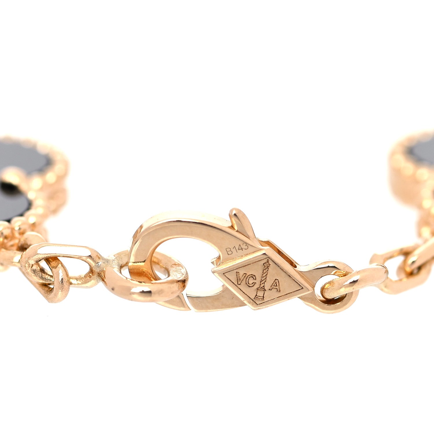 Van Cleef & Arpels 18K Yellow Gold Black Onyx 5 Motifs Vintage Alhambra Bracelet 4 of 7