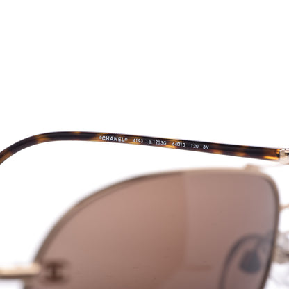 Chanel Aviator Sunglasses 4193 Gold Havana 5 of 7