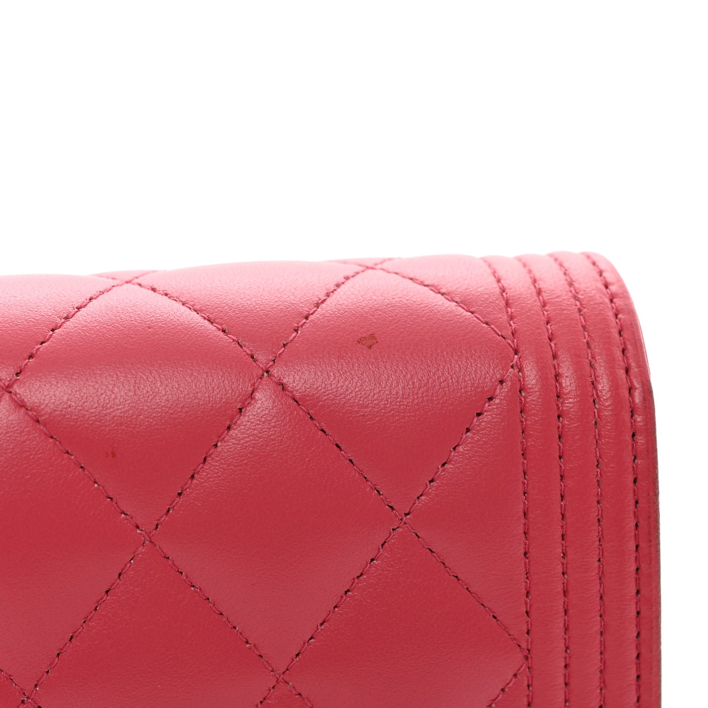 Lambskin Quilted Boy Wallet On Chain WOC Pink