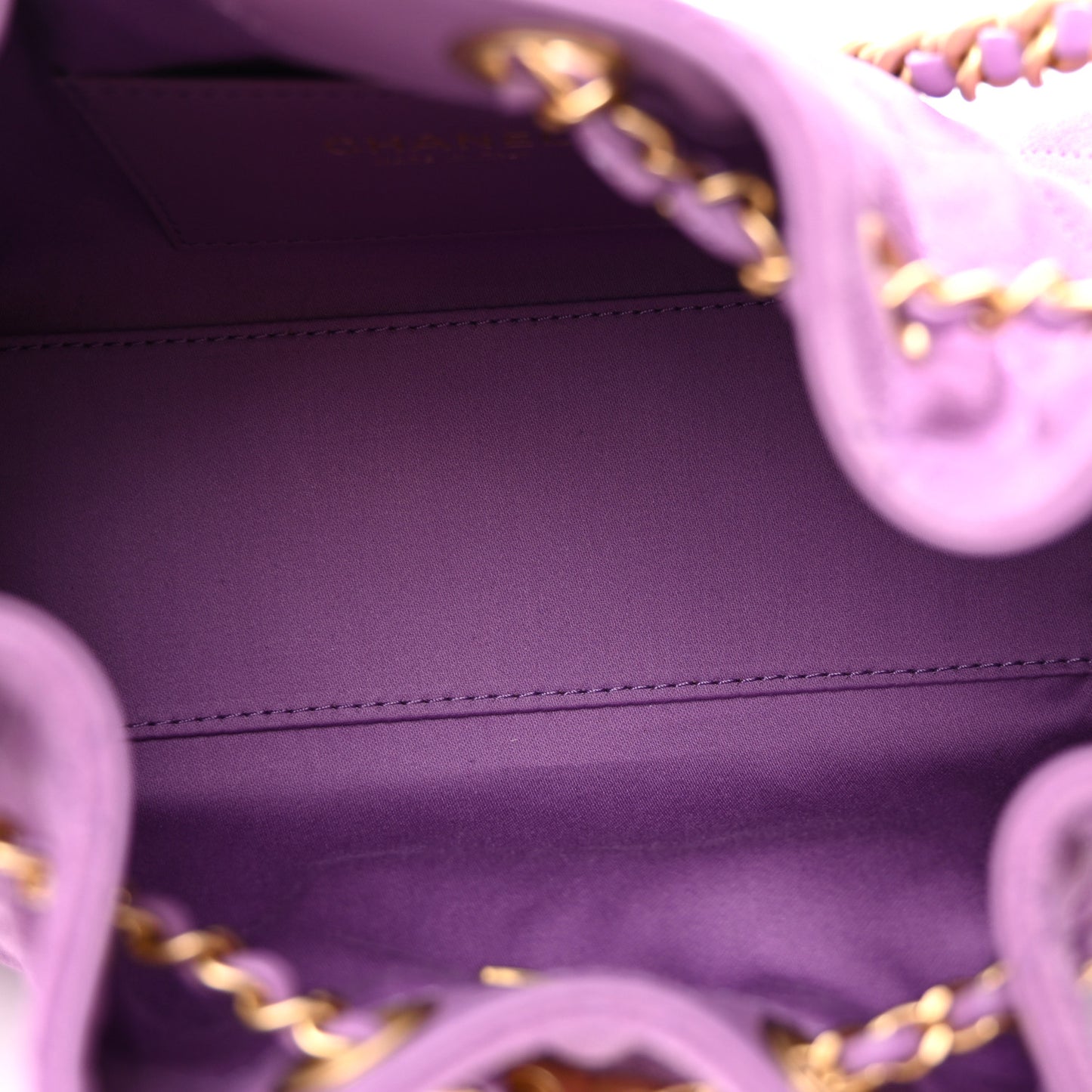 Suede Quilted Mini Chanel 25 Handbag Purple