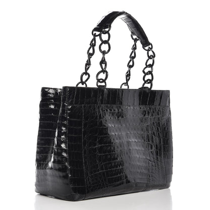 Nancy Gonzalez Glossy Crocodile Chain Tote Black 3 of 15