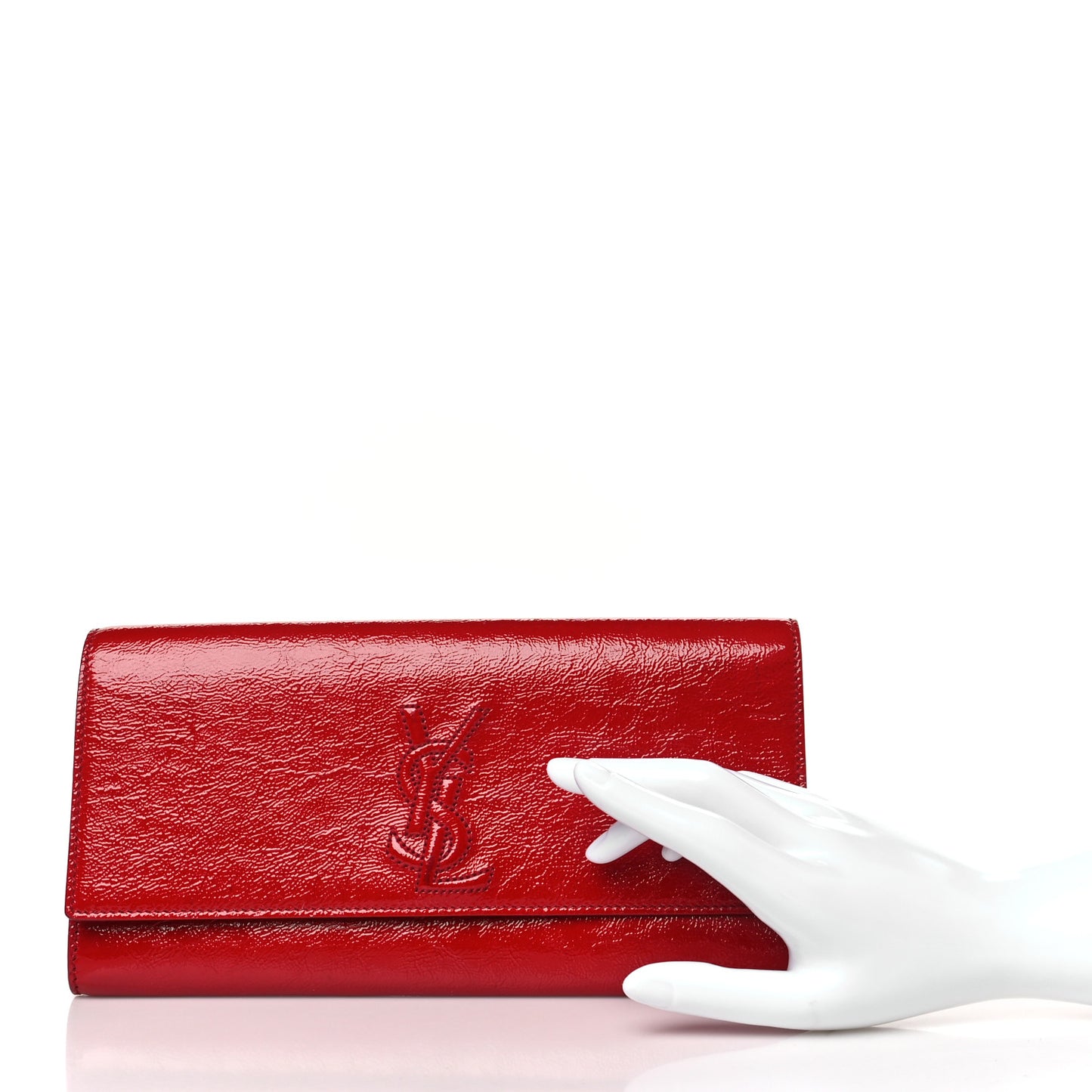 Textured Patent Monogram Large Belle De Jour Clutch Red
