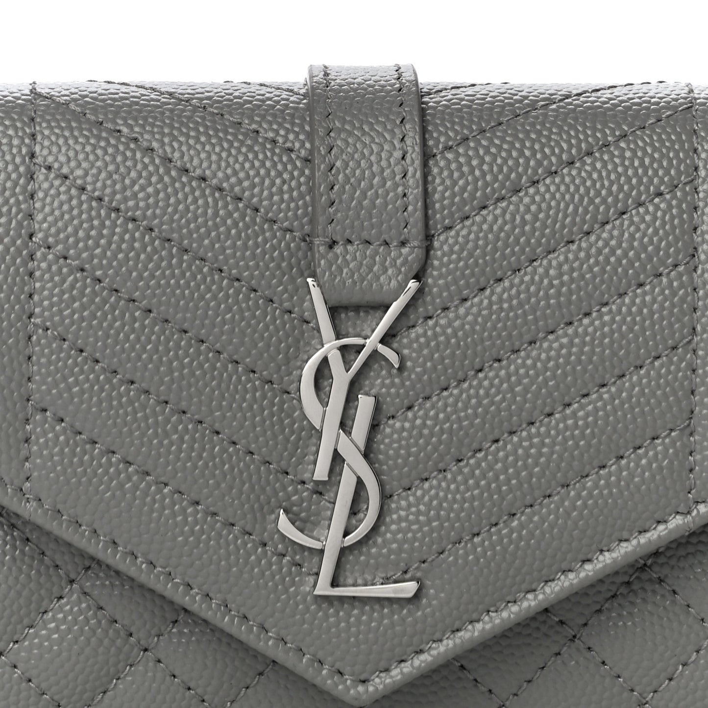 Grain De Poudre Textured Mixed Matelasse Triquilt Small Monogram Envelope Wallet New Stone