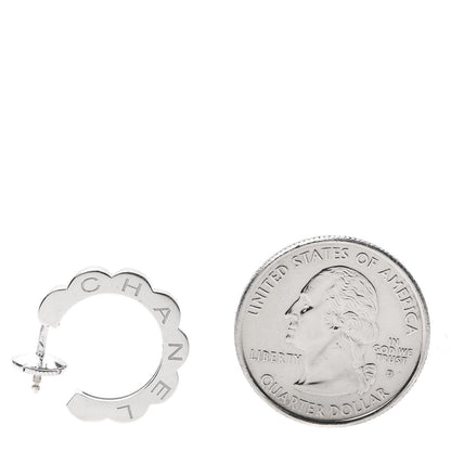 Chanel 18K White Gold Small Profil de Camelia Hoop Earrings 2 of 3
