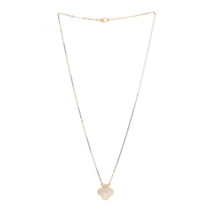Van Cleef & Arpels 18K Yellow Gold Mother of Pearl Vintage Alhambra Pendant Necklace 3 of 7
