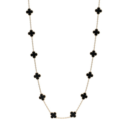 Van Cleef & Arpels 18K Yellow Gold Black Onyx 20 Motifs Vintage Alhambra Necklace 1 of 6