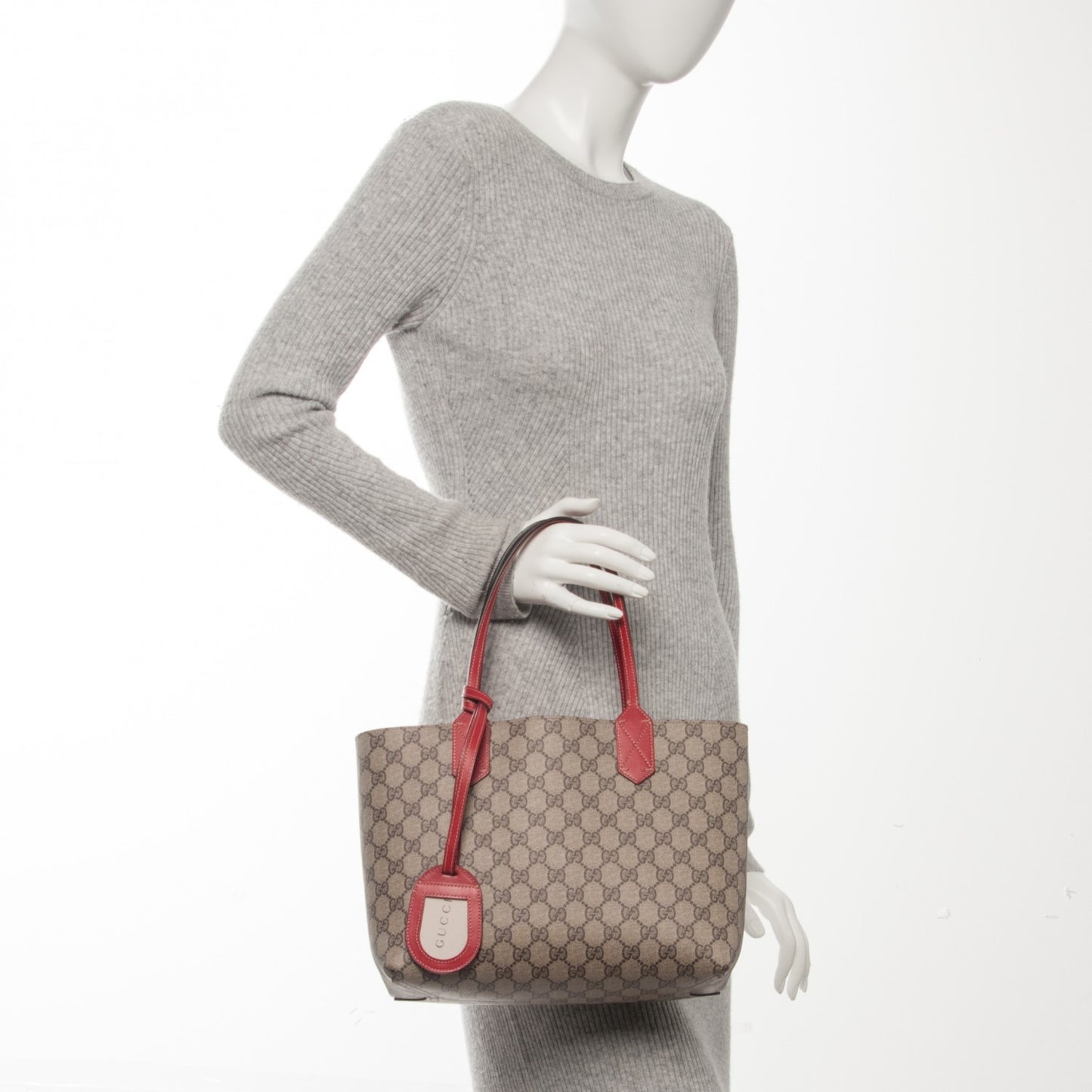 GG Supreme Monogram Small Reversible Tote Beige Red