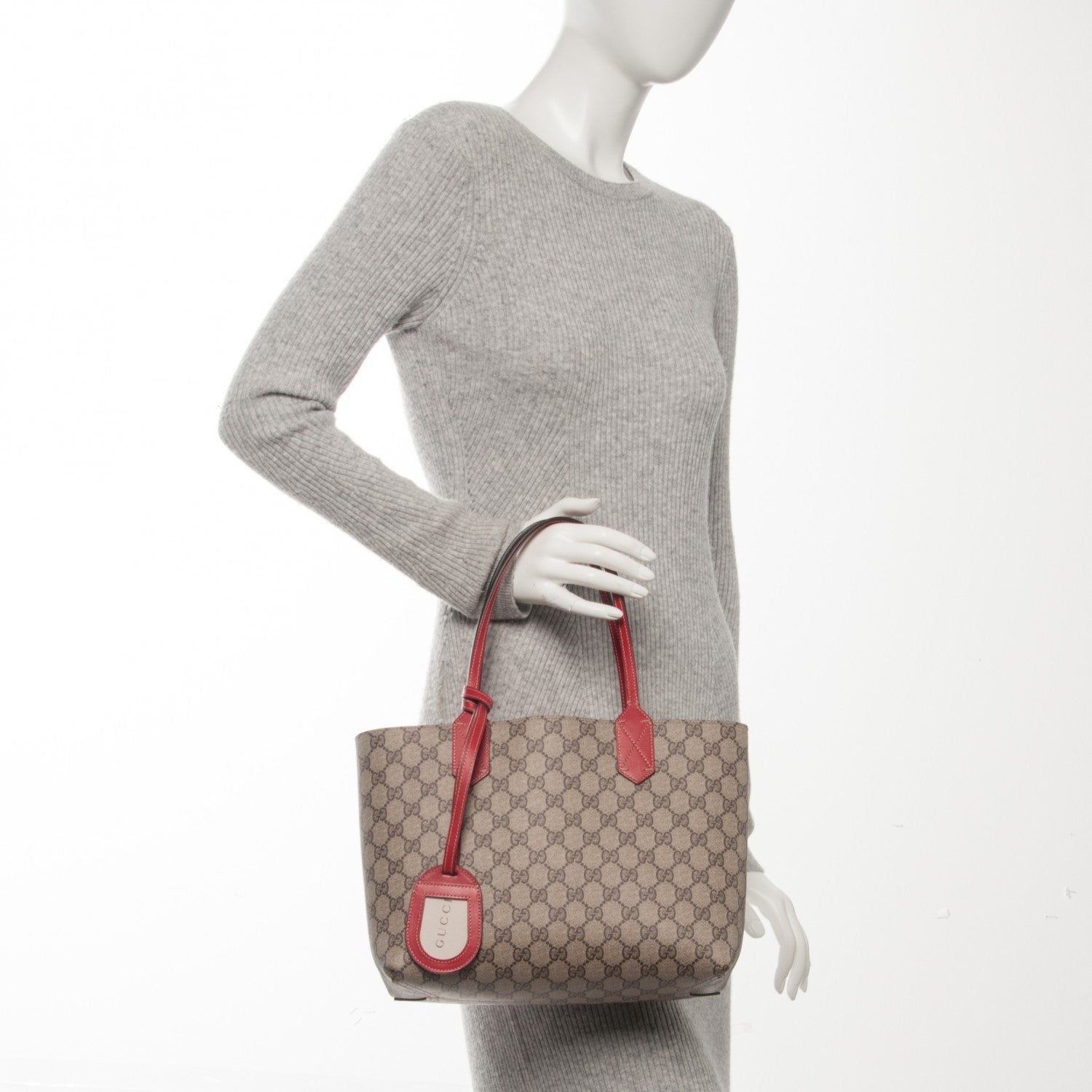 Gucci GG Supreme Monogram Small Reversible Tote Beige Red 2 of 7