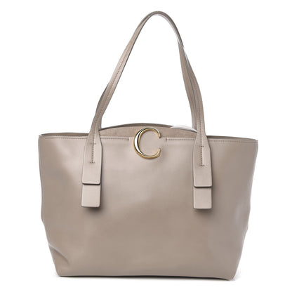 Chloe Shiny Calfskin Suede Medium C Zipped Tote Motty Grey 1 of 9