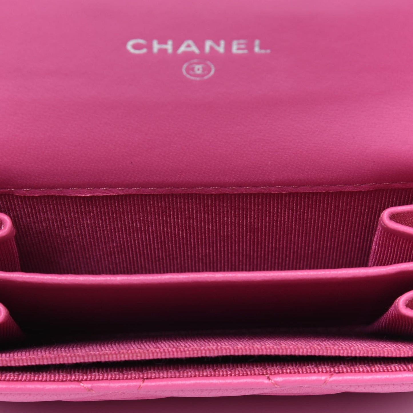 Lambskin Quilted Flap Card Holder Wallet Pink